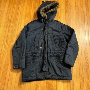 American Eagle Coat Mens Medium Blue Chore Utility Hooded Jacket **